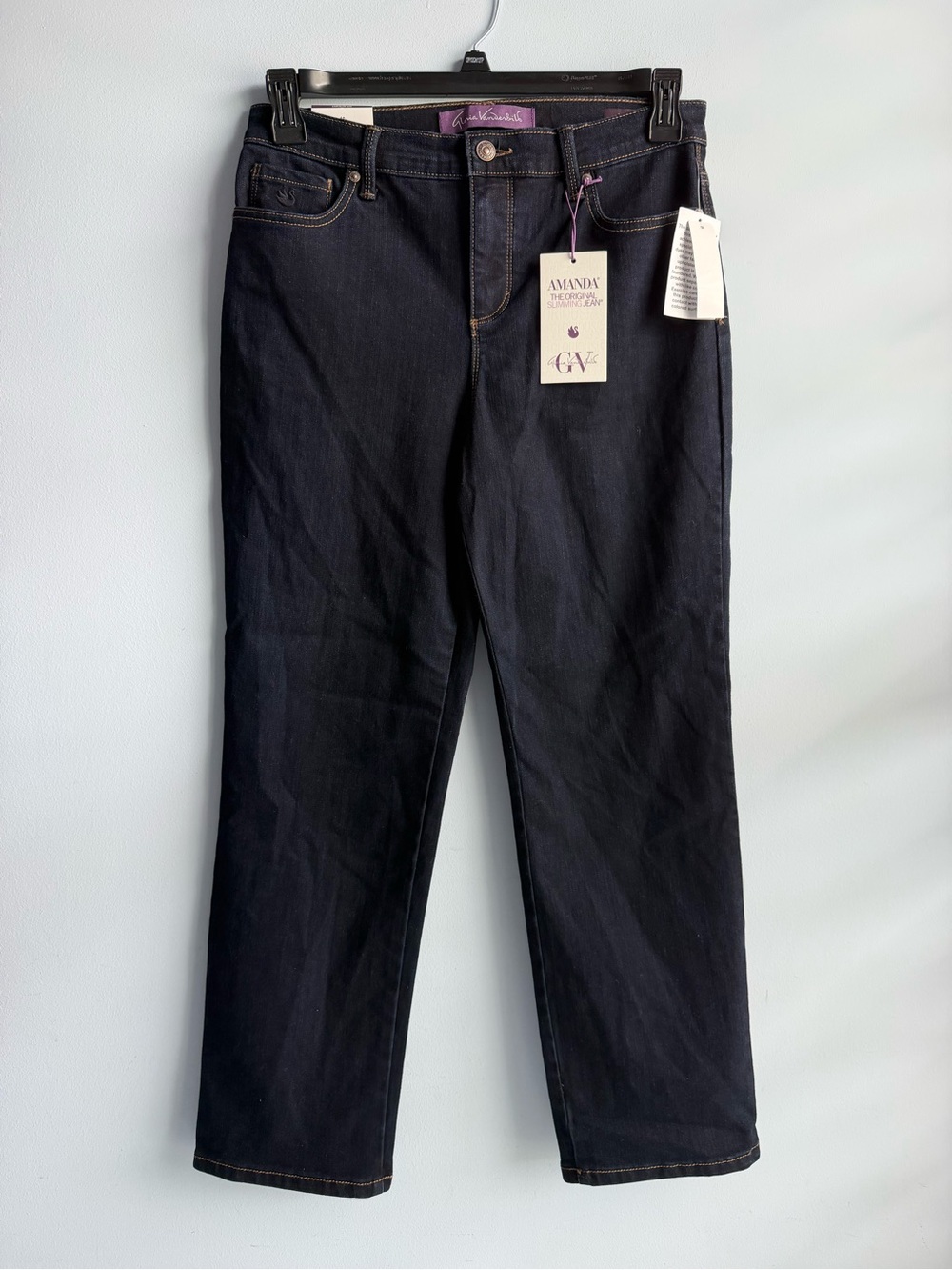 Gloria Vanderbilt Women's Petite Blue Amanda Classic Straight Jeans Size 8 Short
